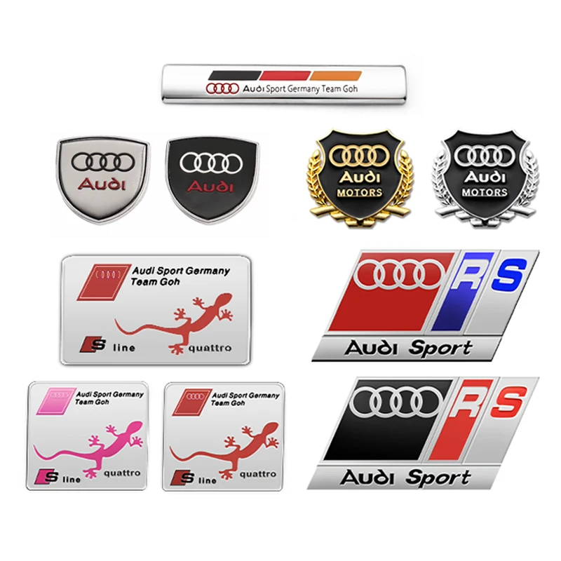 Car Styling Metal Aluminum Sticker Body Badge Decorative Sticker For Audi Quattro Sline A3 A4 A5 A6 B5 B6 Q3 Q5 Q7 Car Styling