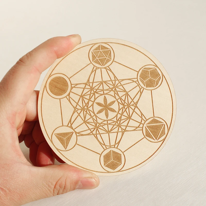 Healing Seven Star Array Wooden Board Chakra Flower Of Life Yoga Meditation Crystal Grid Board Chakra Witchcraft Home Decoration