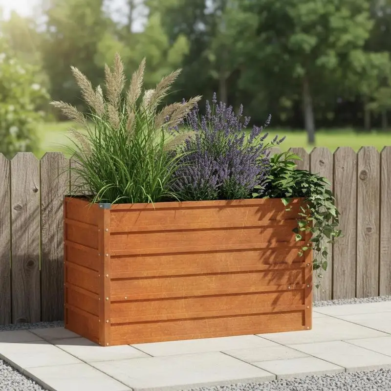 Bac à légumes surélevé, jardinière surélevée pour légumes et herbes, potager extérieur durable, jardinière surélevée en acier Corten 100x40x77 cm