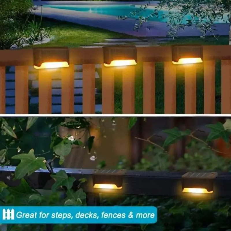 Imagem -02 - Solar Led Outdoor Stair Light Luz de Parede Impermeável Paisagem do Jardim Step Deck Lights Balcony Fence