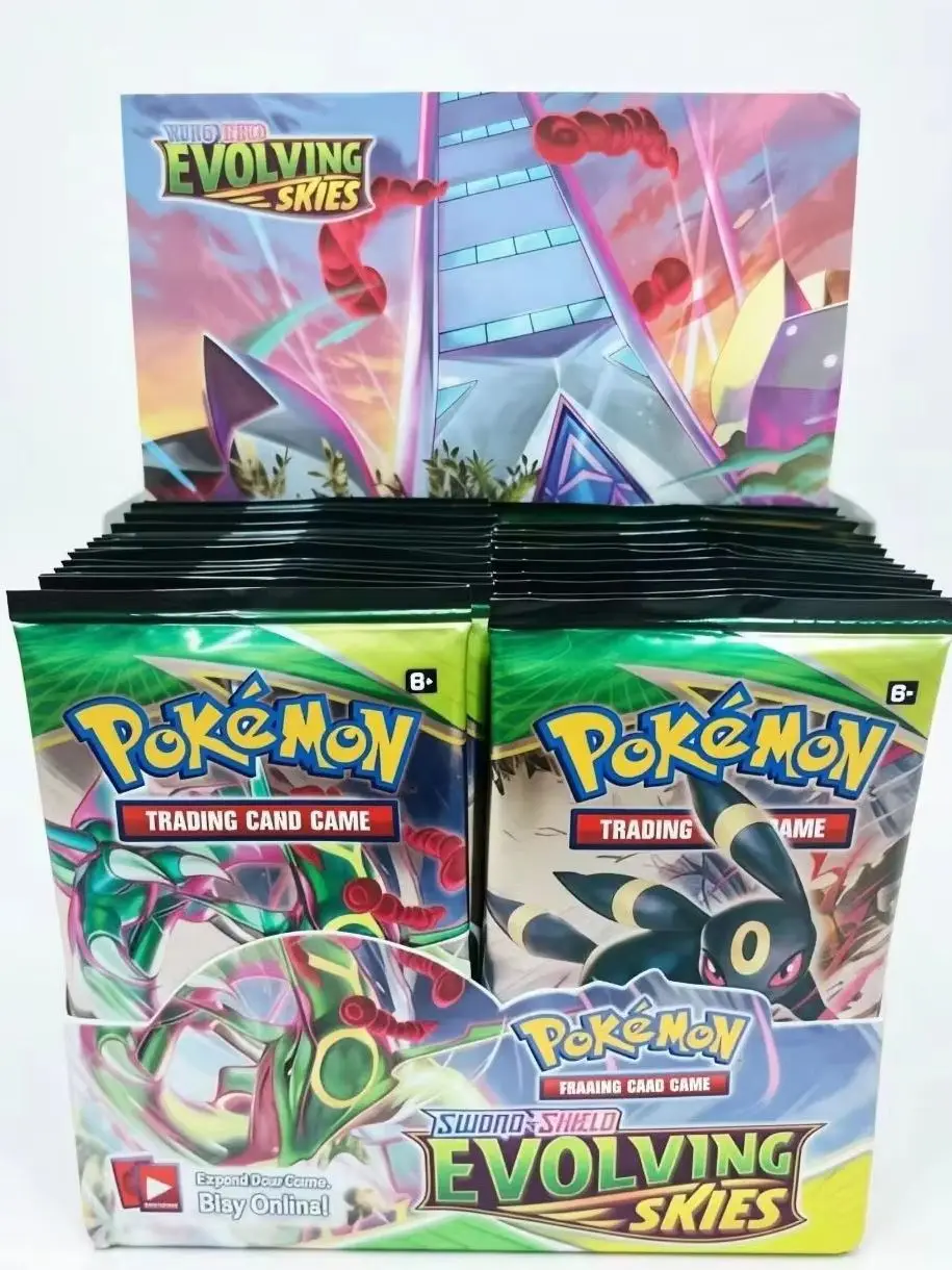 TCG Niedliche Monsterfigur Schwert & Schild Evolving Skies Booster Box 36 Packungen 360 Karten Englisch Versiegelte Überraschungskarten-Tüte