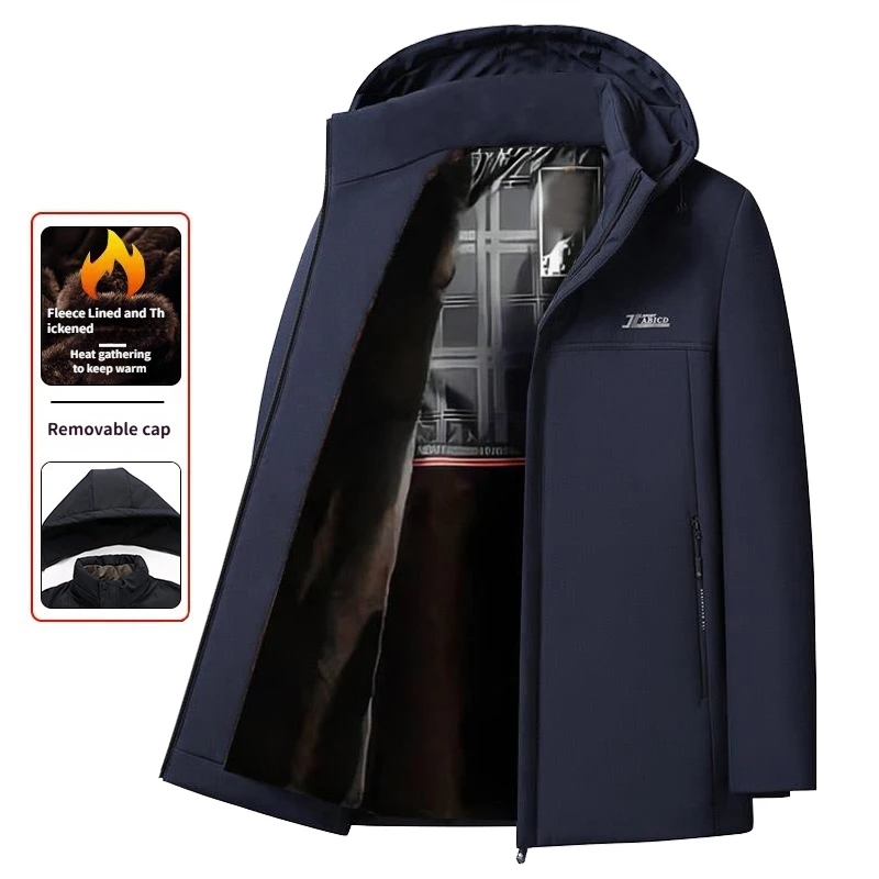 

Winter Warm Jacket Men's Parka Windproof Fleece-lined Thicken Hooded Winter Jackets for Men's Winter Coats Snowboard Man Outwear