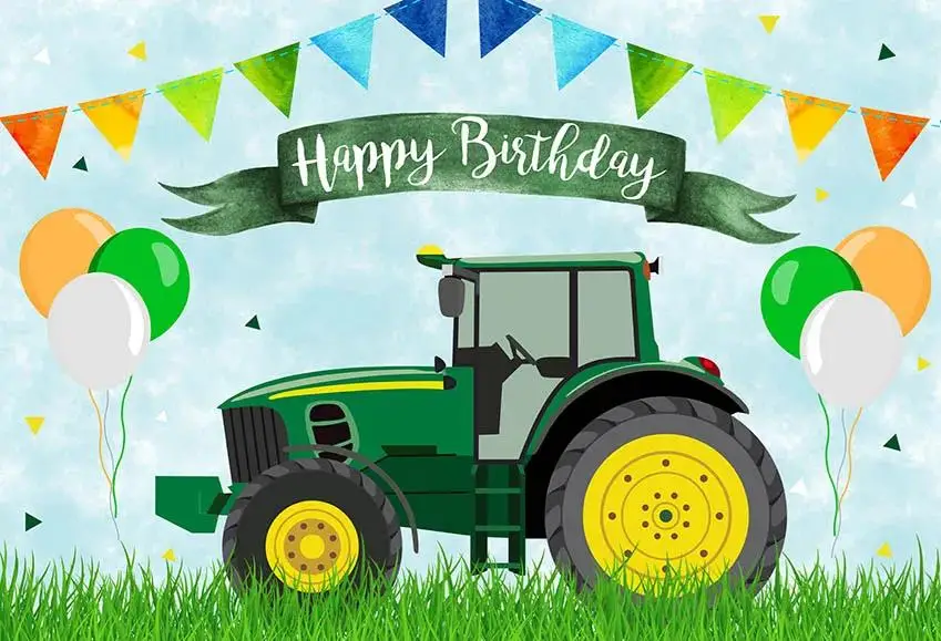 Green truck Farm Theme Birthday Custom Decoration Photography Backgroundcloth Tractor Pull Flag Photo Backdrops CC-01