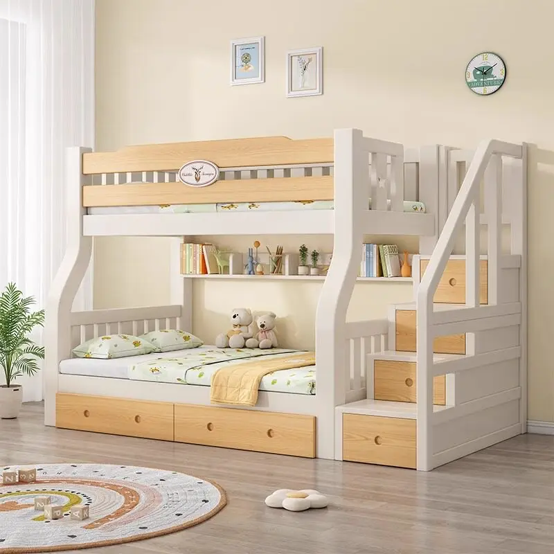 Children's bed upper and lower Bunk beds Upper and lower Full solid wood mother and child beds High and low