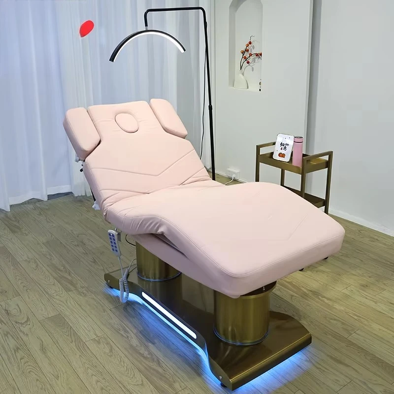 

Современная электрическая косметическая кушетка с LED-подсветкой, удобным дизайном и местом для хранения, подходит для спа-отелей, спален, салонов.