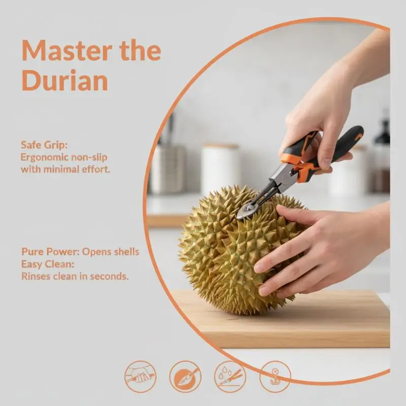 Durian Opener Ergonomic Effortless Opening Hand Tool Multiuse Fruit Peeler for Household Kitchen Fruit Vendor Use