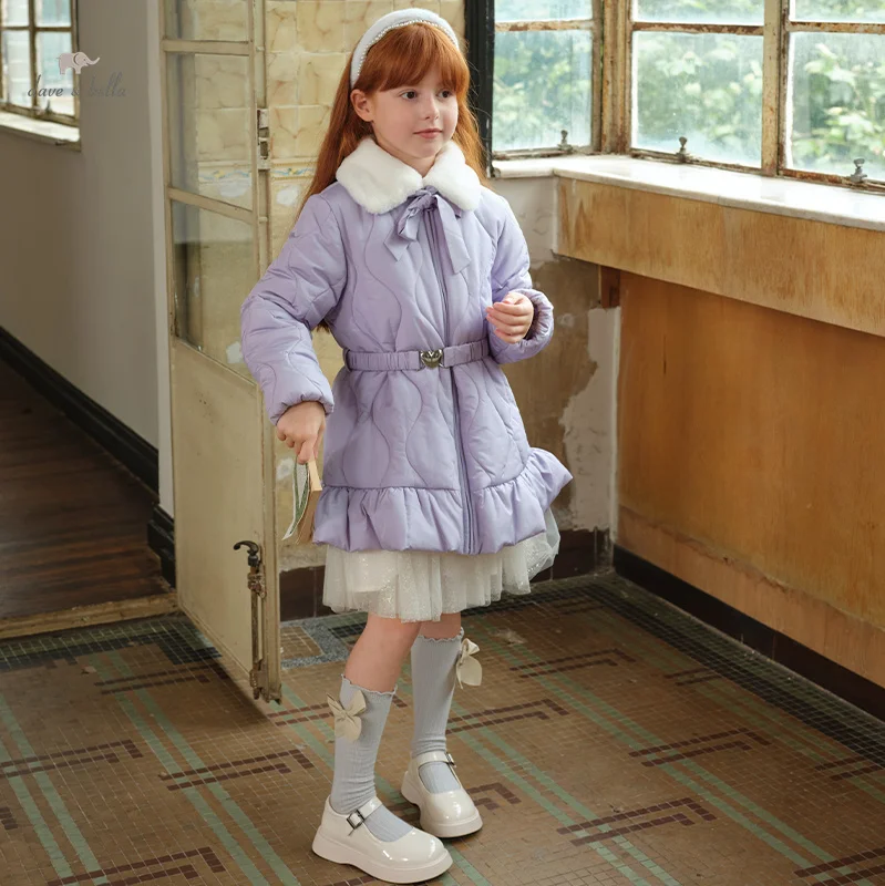 Dave Bella Children Girls Parkas Clothes 2023 Winter New Fashion Casual Long Overcoat Noble Gentle Charm Party Warm DK4238091