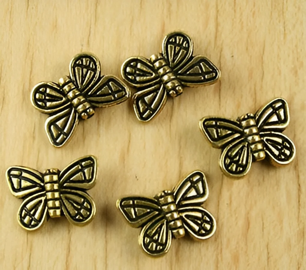 

15pcs 15*11mm Alloy matel antiqued gold 2sided butterfly spacer beads HWH1978