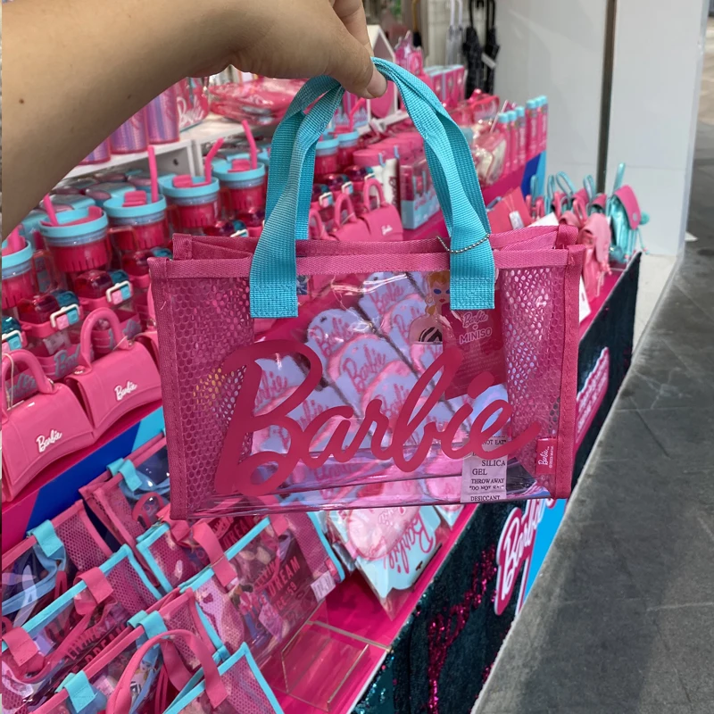 Miniso Barbie 65 ° aniversario reloj de arena bolsa de gelatina bolsa de playa Barbie neceser Shell bolsa de maquillaje niñas moda regalos de cumpleaños