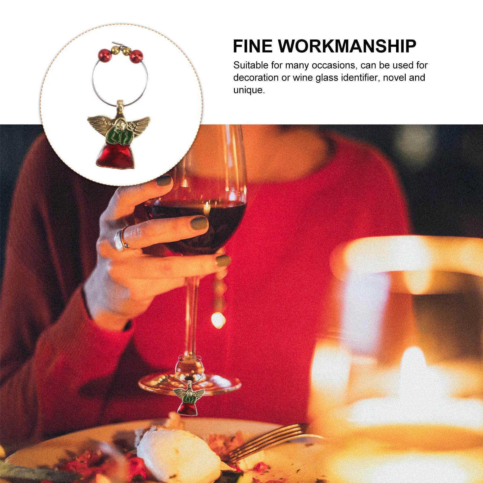 

6pcs Christmas Wine Glass Markers Premium Zinc Alloy Festive Xmas Party Identifiers Kitchen Bar Tools Decorations