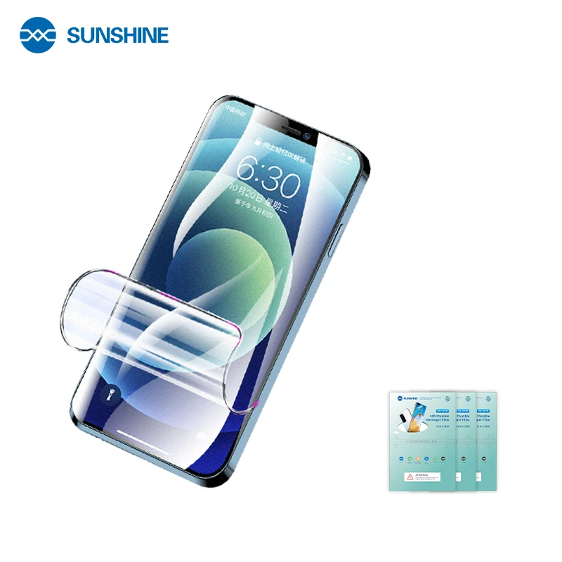 SUNSHINE 50pcs HD Flexible Hydrogel Film SS-057H For SS-890C Series Auto Film Cutting Machine Mobile Phone Screen Front Film Cut