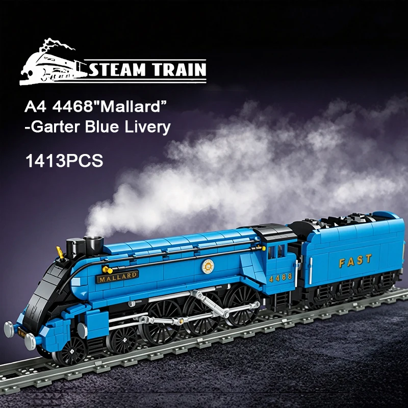 Model Kit Locomotive - 1413PCS Vintage Steam Locomotive Building Blocks