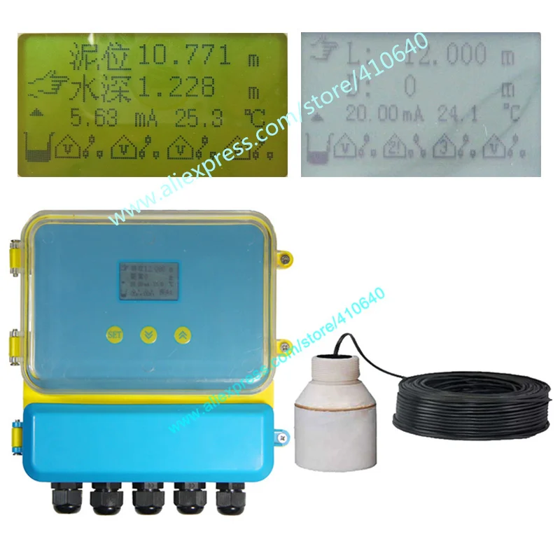 Trumsense 4 To 20mA 5 to 20m Ultrasound Sludge Depth Meter Measure Water Depth And Sludge Thickness and Temperature PTFE Probe