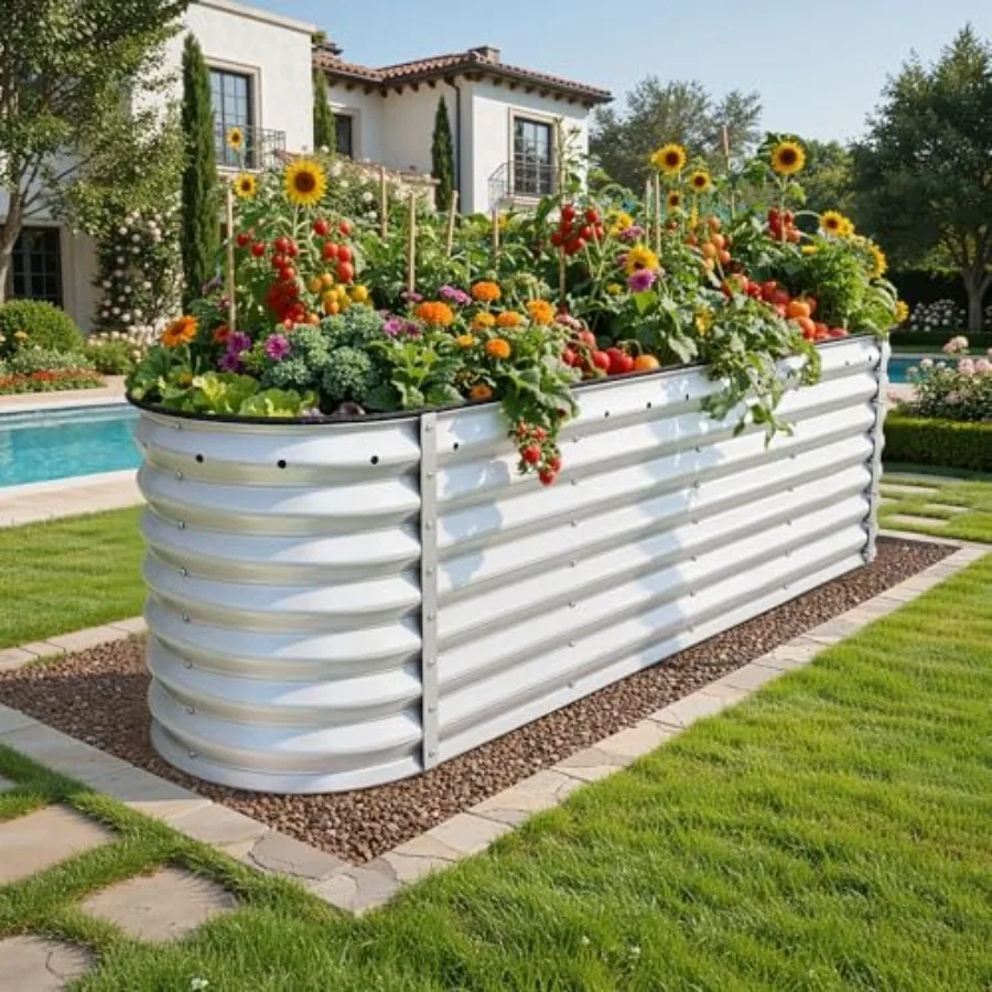 

Набор для приподнятой грядки 9-в-1, 24 шт., 8x2x2 фута, из оцинкованного металла, с перчатками и защитными резиновыми накладками, для использования на улице