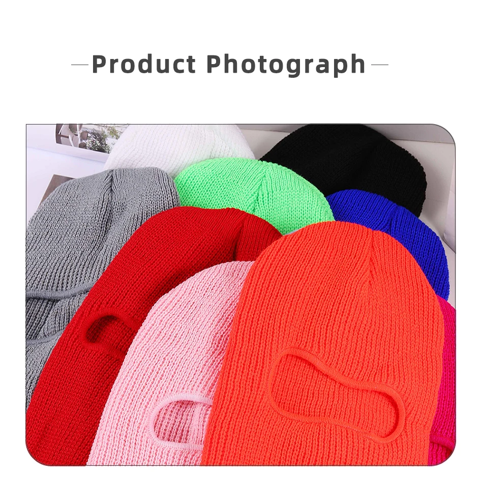 1 Hole Knitted Full Face Cover Adult Winter Ski Balaclava for Outdoors