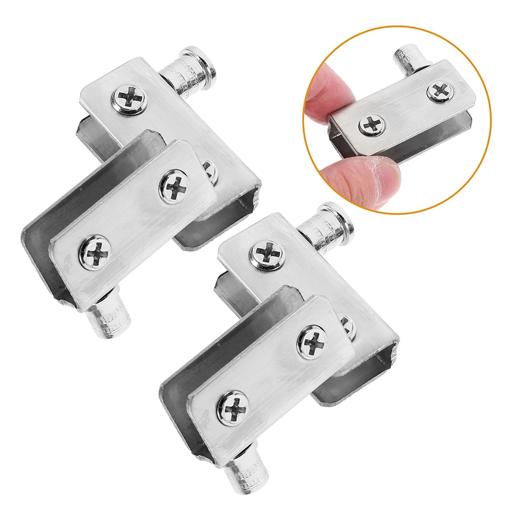 

8pcs Stainless Steel Glass Hinges Double Head Pivot Entry Swinging Magnetic Opener Silver Hardware Durable Easy Install Touch