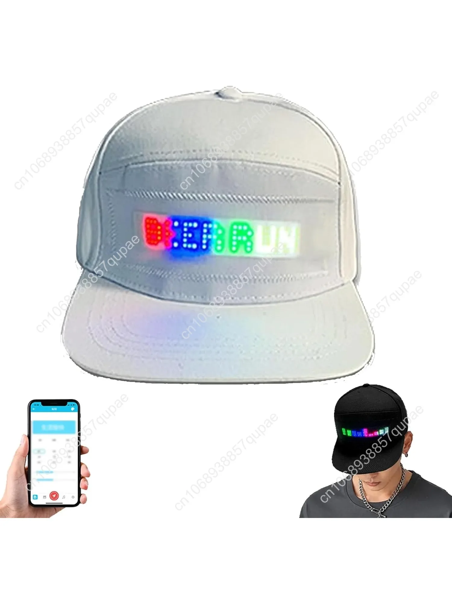 LED Rolling Display Hat - LED Programmable Display Message Baseball Cap, Bluetooth Editable Sign Hat