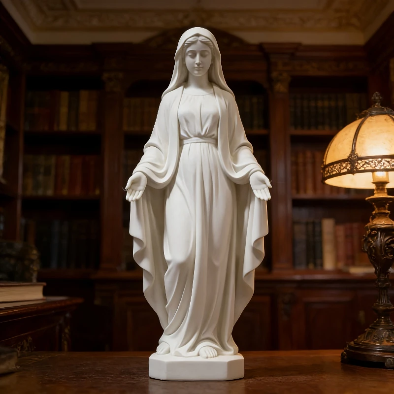 Virgin Mary Statue, Tabletop Ornament for Office Desk & Fireplace Mantel Home Decor