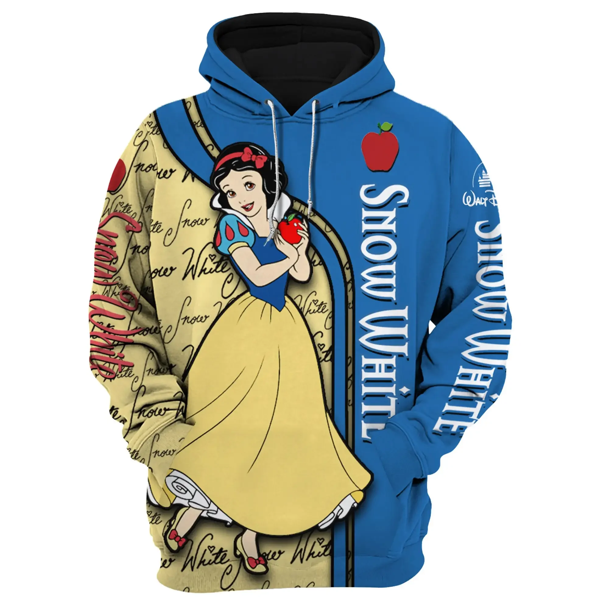 Disney Snow White and the Seven Dwarfs 3D Hoodie Fashion Retro Zipper Hoodie Women's Casual Sweatshirt