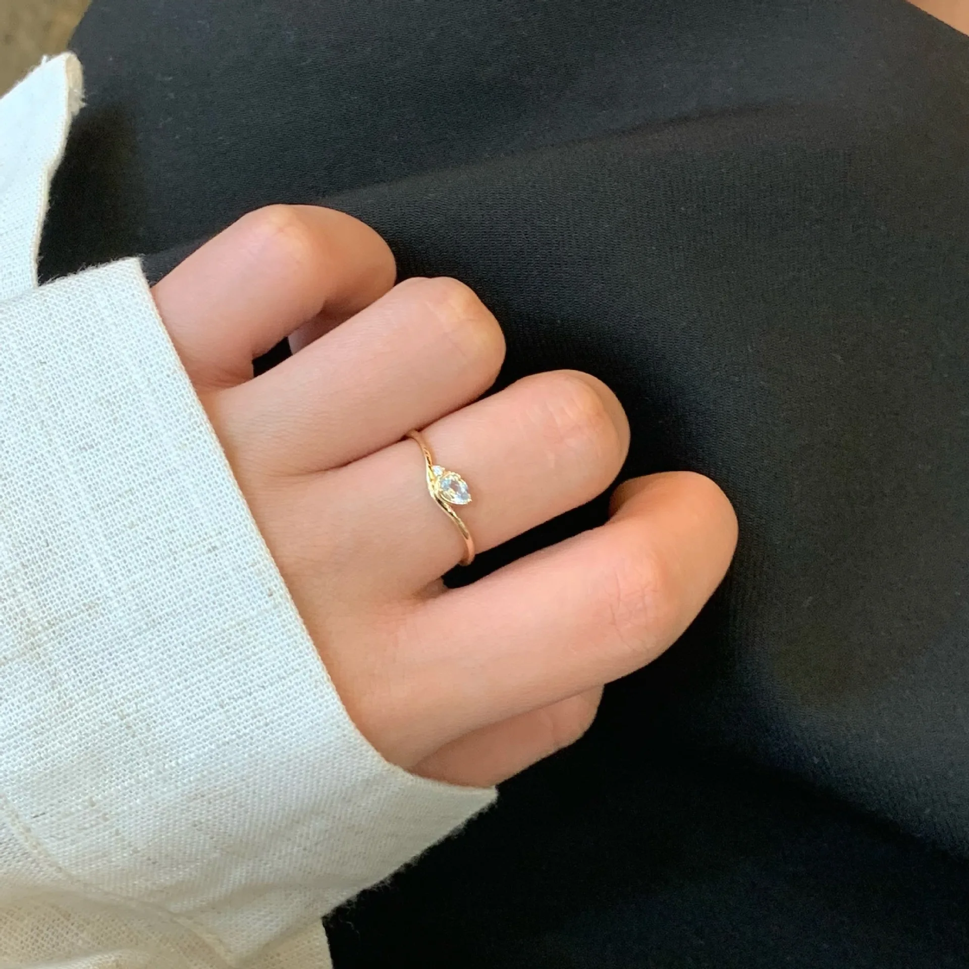 LAMOON Simple Natural Aquamarine Gemstone Ring For Women Classic 925 Sterling Silver Gold Plated Cubic Zircon Fine Jewelry RI414 view 4