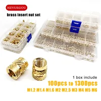 M1.4 M1.6 M2 M2.5 M3 M4 M5M6 Juego de tuercas de inserción de cobre y latón para inyección de fusión en caliente, hilo moleteado de sarga de impresión 3D