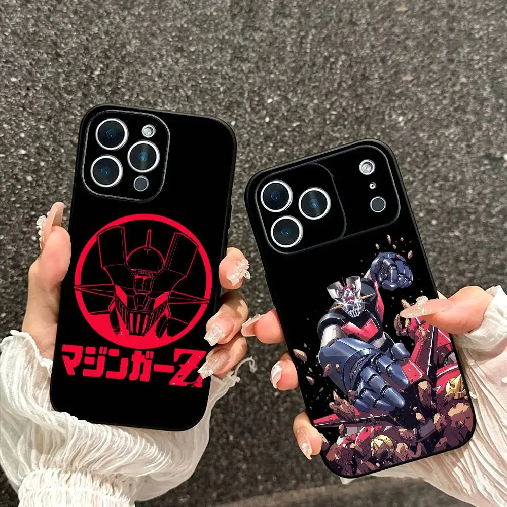 Funda para Teléfono con Diseño de Mazinger Z Anime Manga para iPhone 17, 16, 15, 14, 13, 12, 11 Plus, Pro Max, Otros, Cubierta Negra Suave