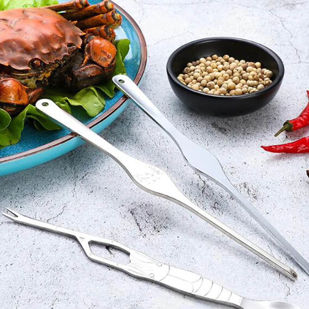 

4Pcs Stainless Steel Crab Fork Picks Dual Purpose Seafood Eating Tools for Crab Lobster Shellfish Home Restaurant