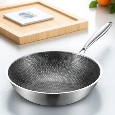 

Honeycomb Wok Frying Pan Stainless Steel Deep Skillet for Gas Stove Non Stick Kitchen Cookware Everyday Stir Fry Pan