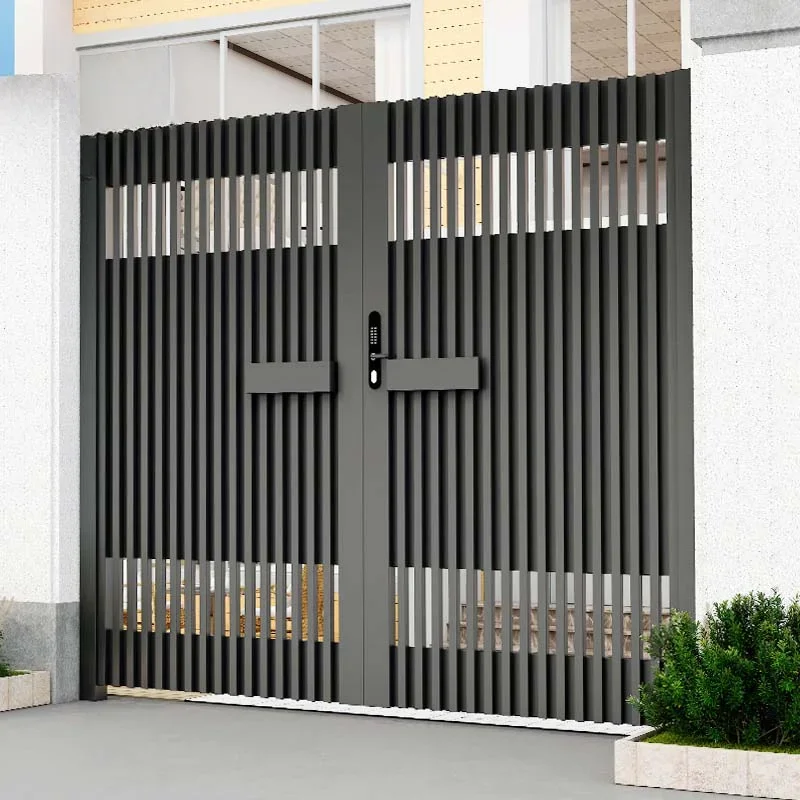 High quality competitive price automatic 2-leaf garden gate double security aluminum swing gates for houses