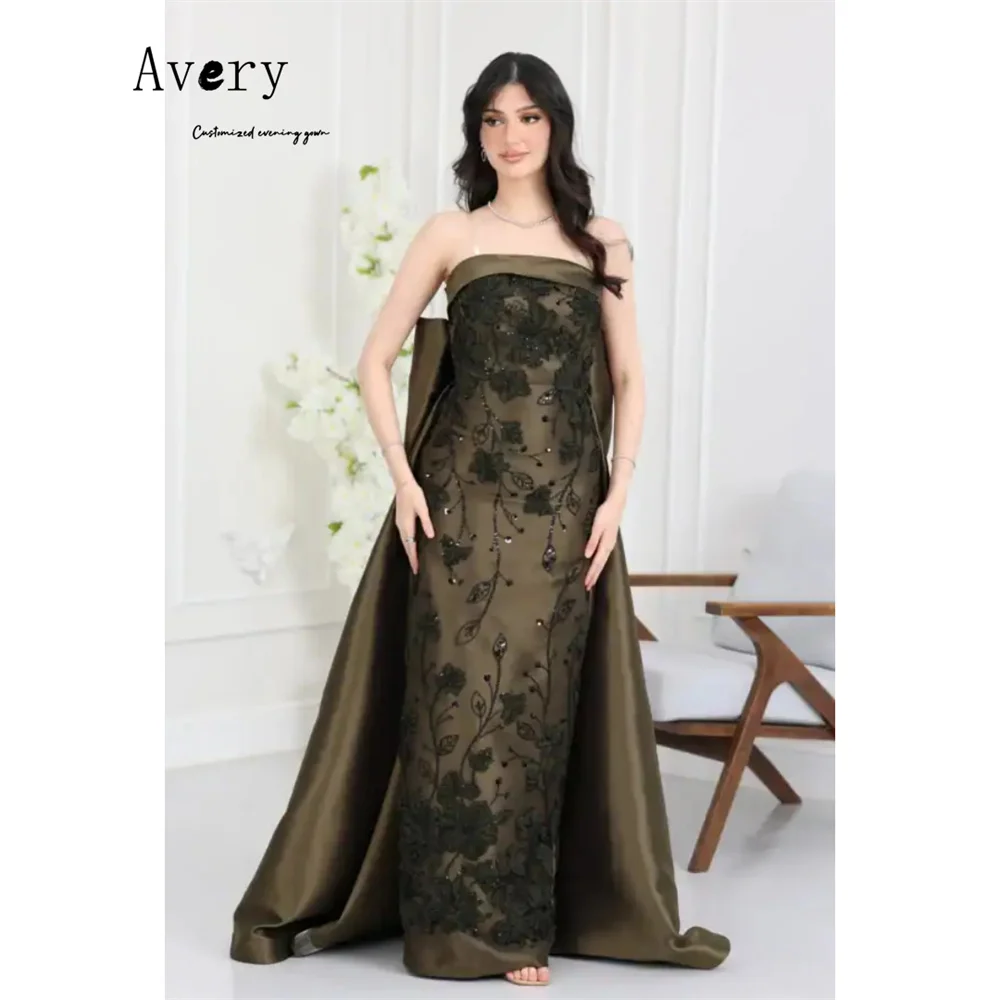 

Avery Custom Fishtail Off-shoulder Embroidery Flowers Luxury Dresses 2025 Formal & Evening Gowns Luxury Party Dress Elegant Gown