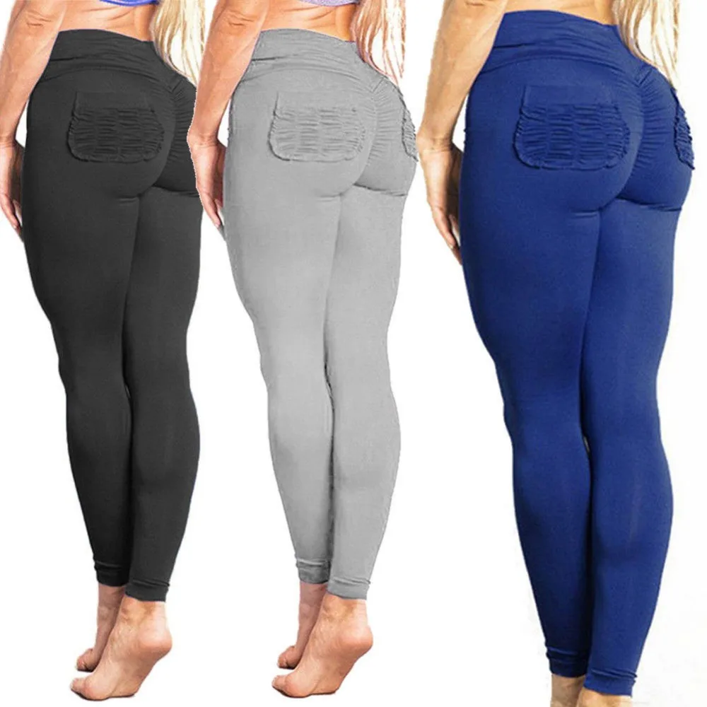 Leggings da Yoga stampati con tasca a vita alta da donna leggings da corsa per il controllo della pancia elasticizzati stretti