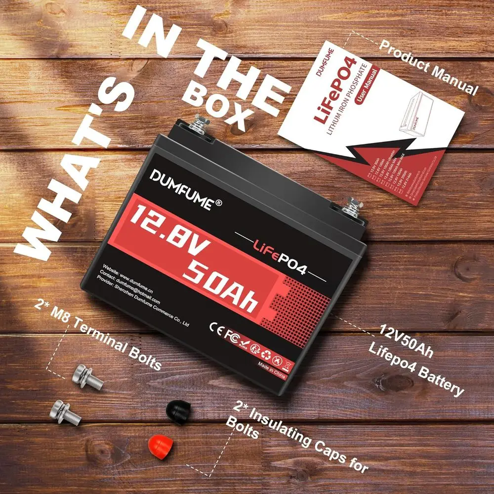 12V 50Ah LiFePO4 Deep Cycle Battery with 640Wh, 50A BMS, Low Temp Protection for Solar, RV, Home Power