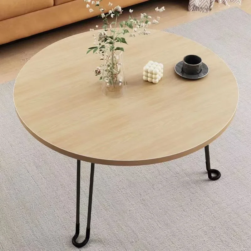 for B and B Simple Round Folding Coffee Table Small Side Table for Living Room Apartment Bay Window Balcony Household