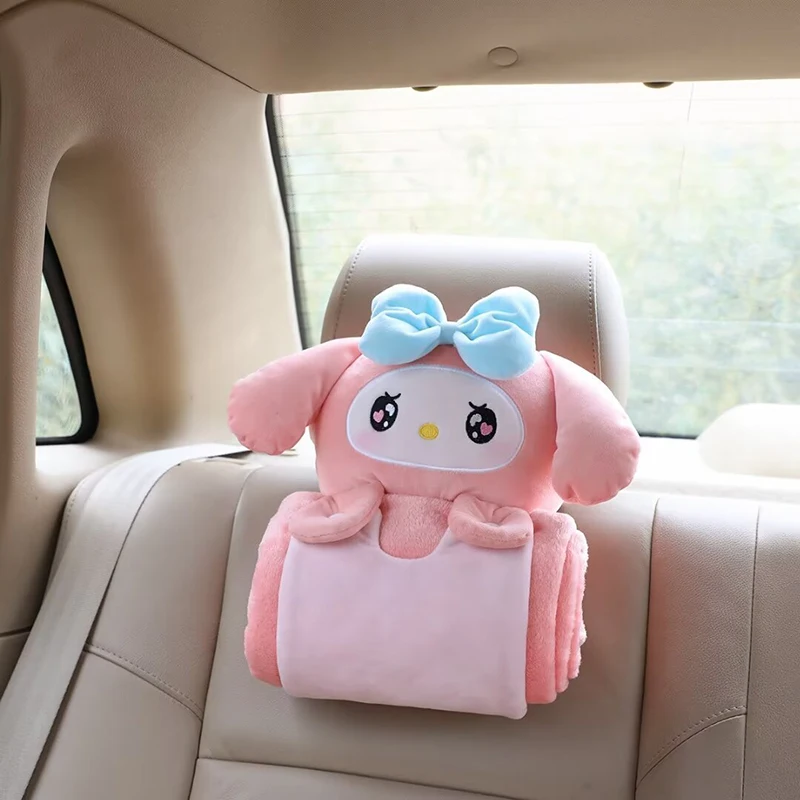 Sanrio Kawaii Anime Hello Kitty Blanket Multifunction Throw Pillow Cute Sweet Cinnamoroll Kuromi Cartoon Lovely Gifts for Kids