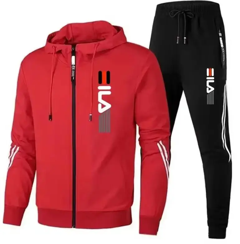 Sweat-shirts à fermeture éclair pour l'automne et l'hiver + Pantalons de sport, Ensembles de jogging et de fitness pour hommes, Ensembles de vêtements de sport décontractés pour hommes