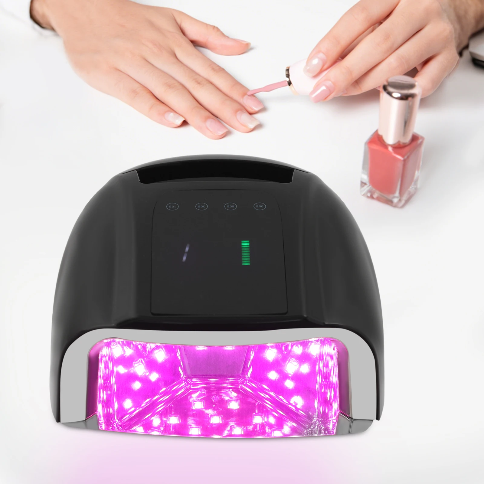 โคมไฟเล็บ LED UV แบบชาร์จไฟได้ 96W เครื่องเป่าเล็บไร้สายพร้อมโคมไฟบ่มสําหรับและเซ็นเซอร์อัตโนมัติเล็บเท้าและเครื่องเล็บแห้ง (สีดํา)