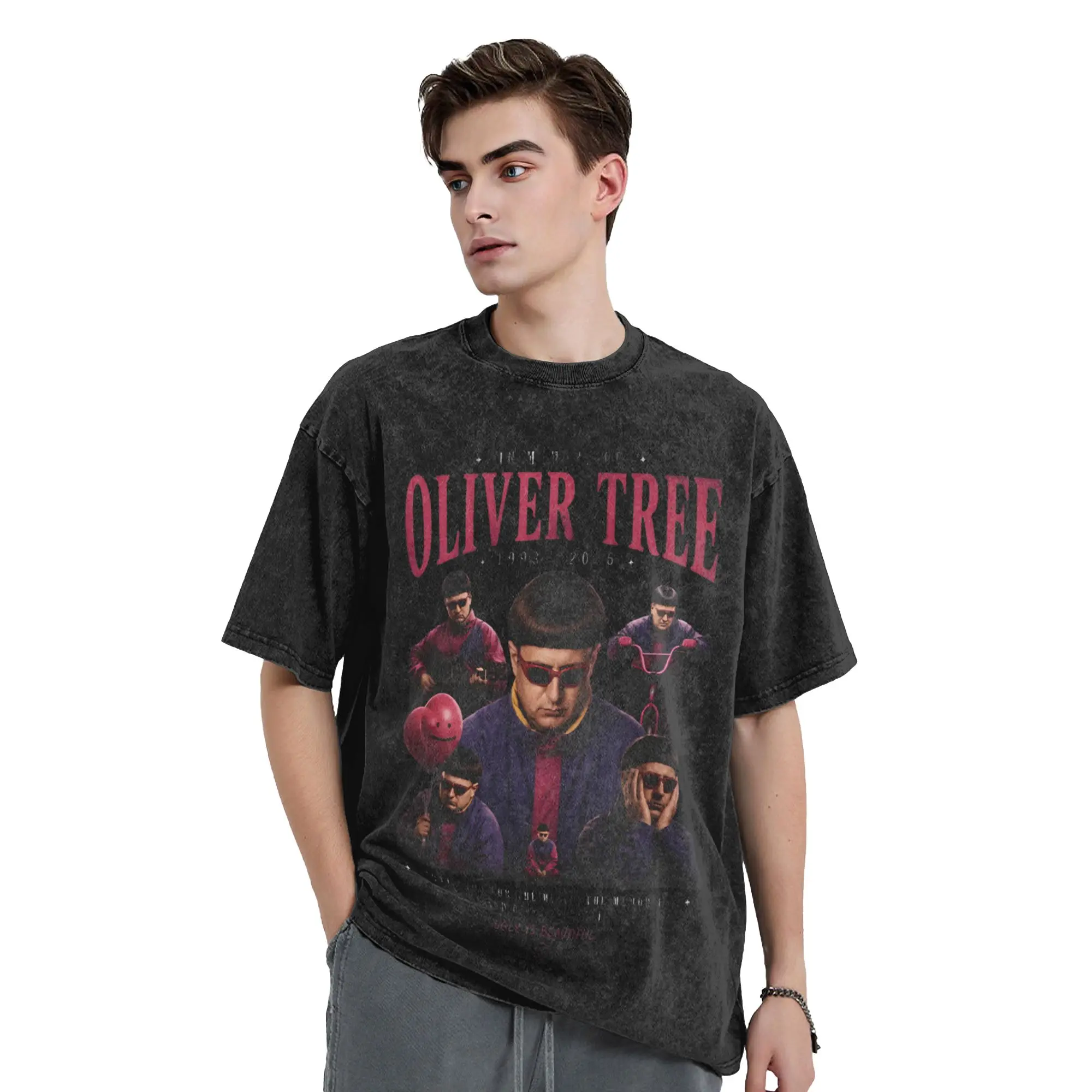 Rest In Peace Oliver Tree 1993-2026  Washed T Shirt Men  Street Style Cotton T-Shirts Summer Printed Oversize Tops