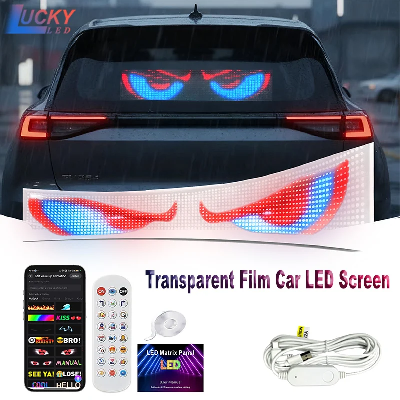 

Large Transparent Programmable LED Sign Matrix Panel Lamp Flexible Display Board Bluetooth APP Control for Car Store