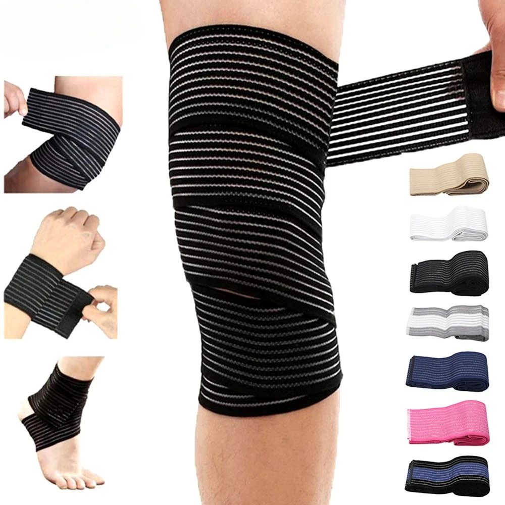

Elastic Breathable Wrap Ankle Support Brace Compression Knee Elbow Wrist Ankle Hand Support Wrap Gym Sports Bandage Strap