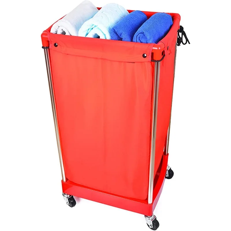 

2026 New：Red Laundry Basket Girls, Laundry Sorting Trolley Towel Storage, Heavy Duty Roll Up Laundry Basket Dirty Laundr