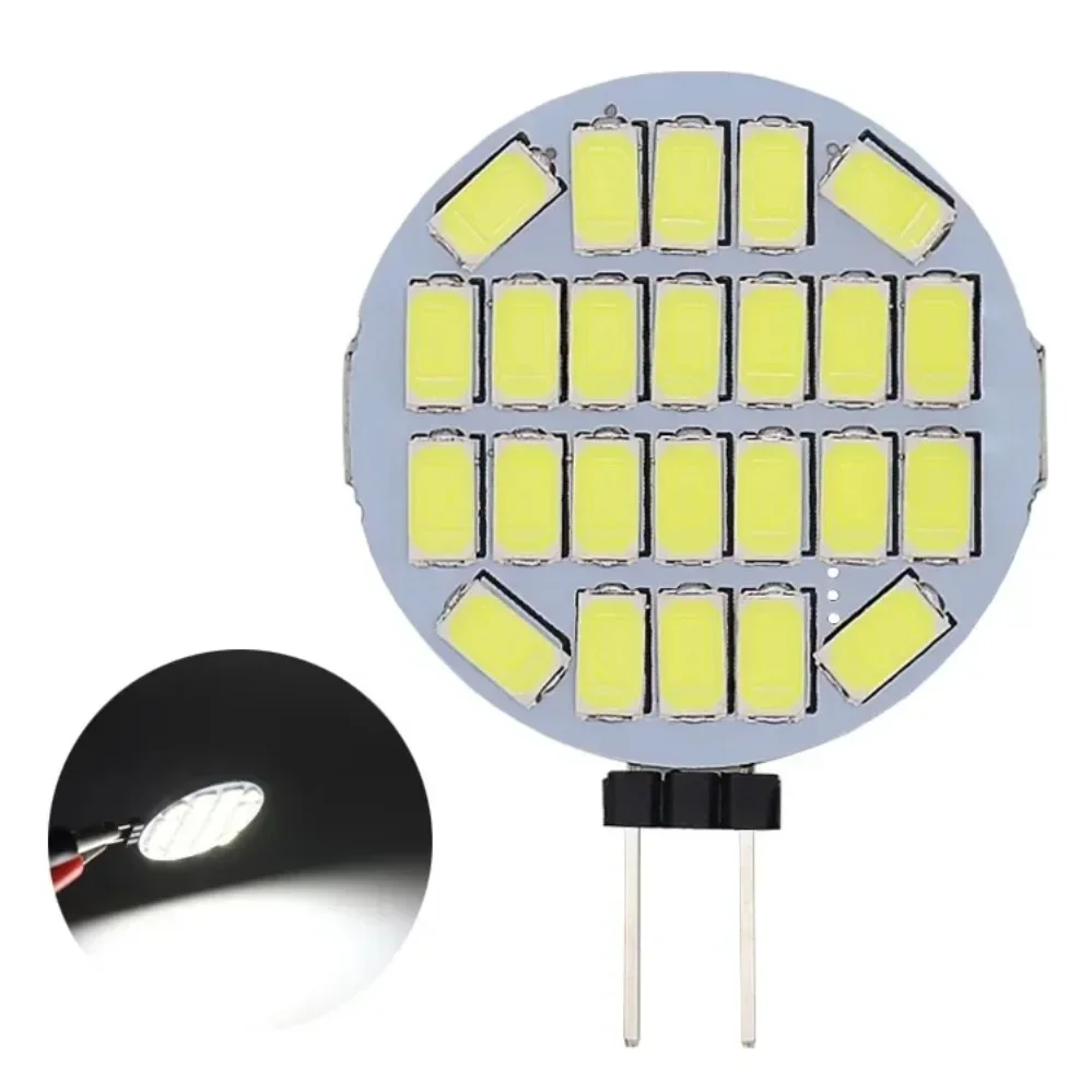 Bombilla LED redonda G4, lámpara halógena de alto brillo, 12V, SMD5370, 24 Led