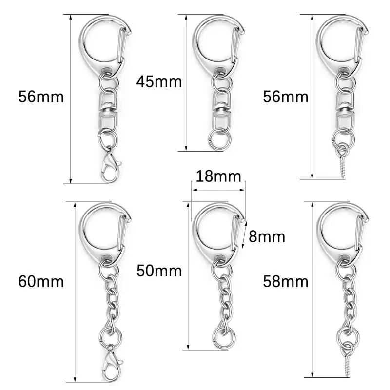 5/10pcs Lobster Clasp Key Ring C shape Chain Clasps Connector Hook for DIY Jewelry Making Findings Key Chain Pendant