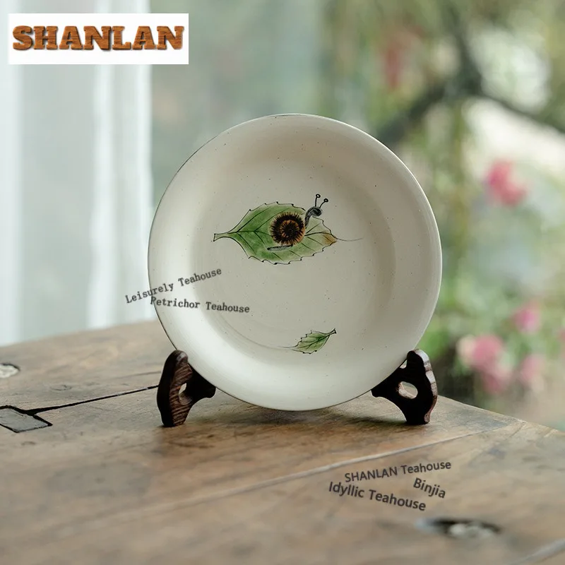 

Hand-drawn powder yin Pot Bearing Holder Zisha Pot Holder Dry Bubble Table Tea Tray Coasters Dahongpao Tea Services Decoration