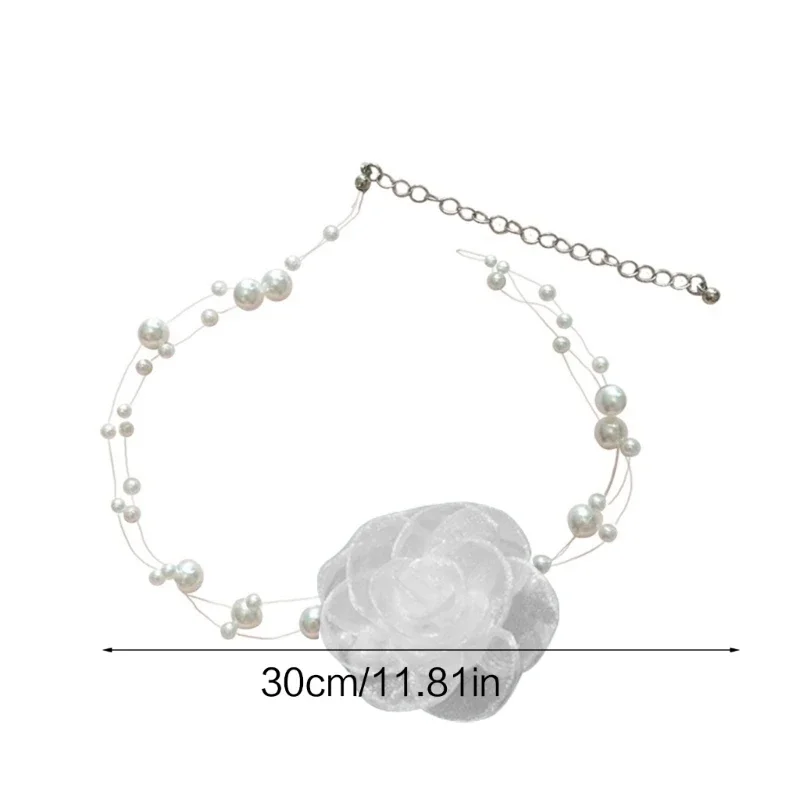 Pearl Choker Lace Choker Rose Choker Camellia Choker Goth Choker Clavicle Chain Flower Choker Necklace Vintage Choker