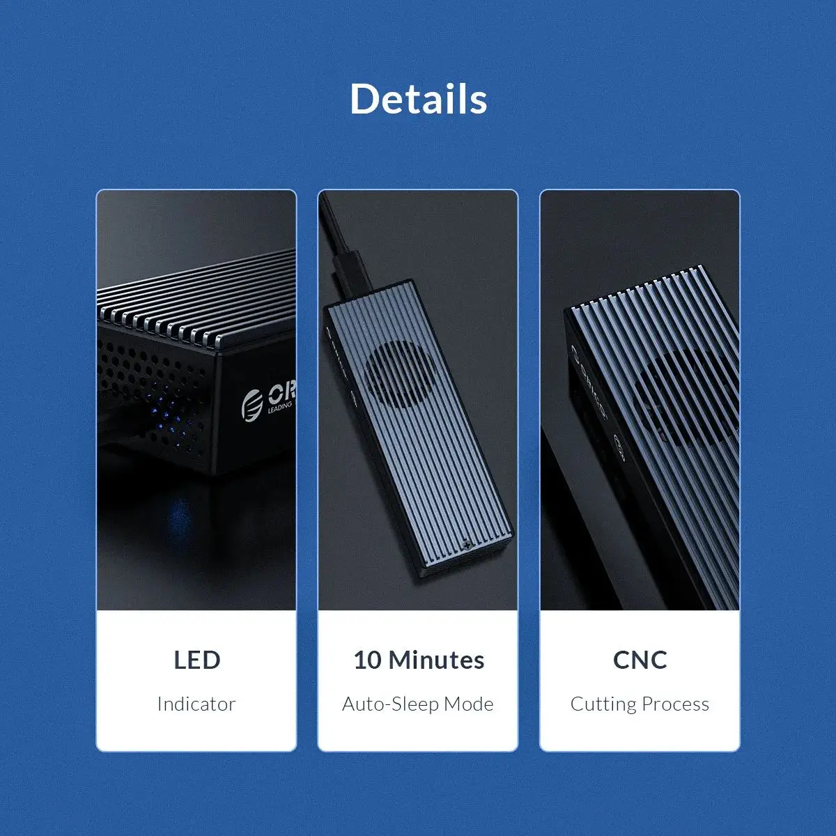 ORICO M.2 NVME SSD-Gehäuse mit integriertem Lüfter Typ C M2 20 Gbit/s NVME SSD-Gehäuse für M.2 NVME 2230 2242 2260 2280 SSD – Detail 10