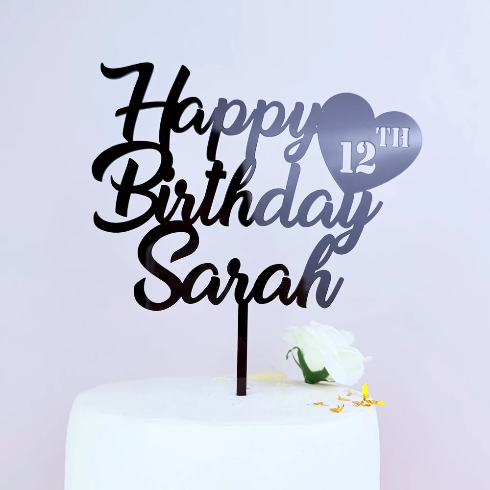 Custom Name 25th 30th 40th 50th Anniversary Decoration Gift Personalized Birthday Cake Topper Happy Birthday Cake Topper