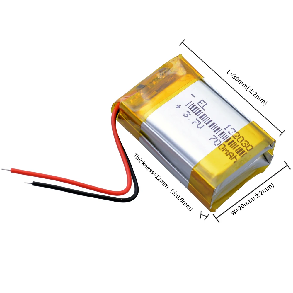 3.7V 700mAH 122030 Rechargeable Lithium Li-ion Polymer Battery