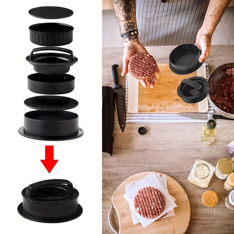 Hamburger Meat Press Maker Round Shape Non-Stick Stuffed Burger Patties Beef Grill Pie Press Mould Maker BBQ Kitchen Accessories