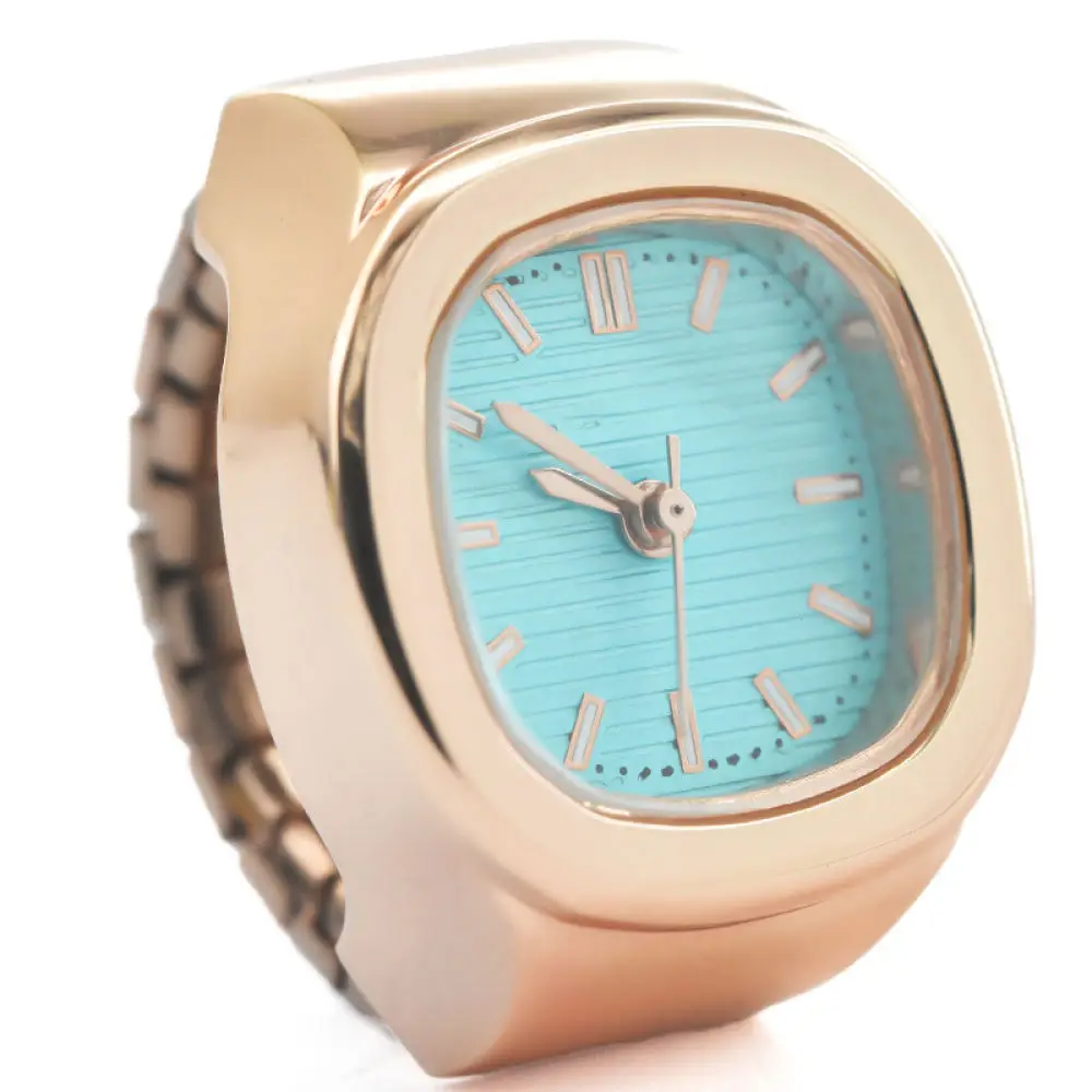 Simple Square Finger Ring Watch Quartz Movement Alloy Band Elegant Accessory For Couple Student Personal Style - view 3
