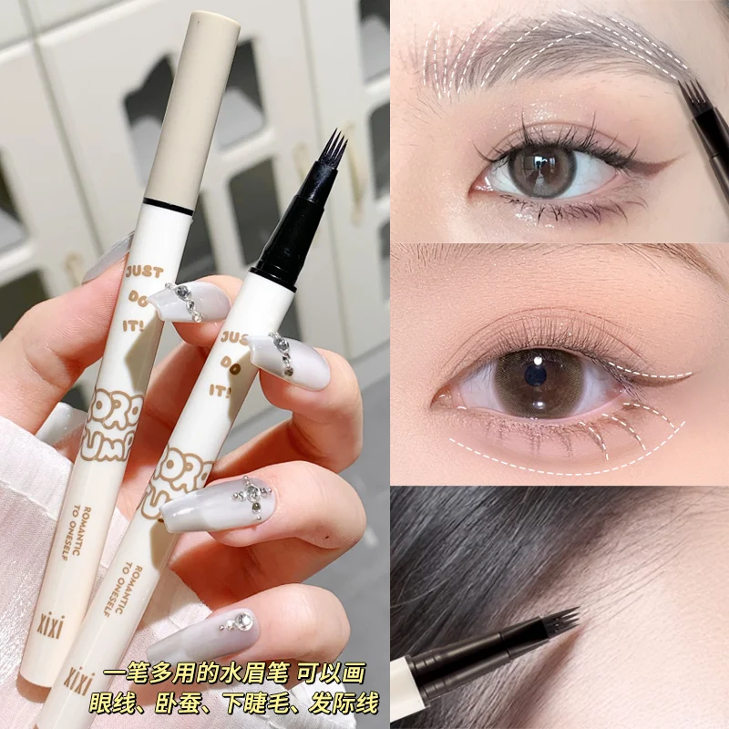 Four Forks Liuqid Eyebrow Pencil Long Lasting Waterproof Brown Grey Natural 3D Eyebrow Smooth Easy to Draw Makeup For Women